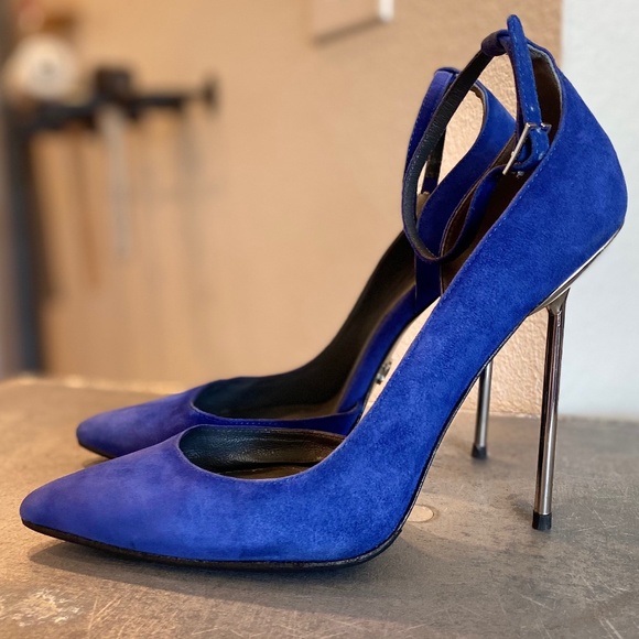 Monika Chiang Blue Suede Ankle Strap D’Orsay Pump - Picture 11 of 15